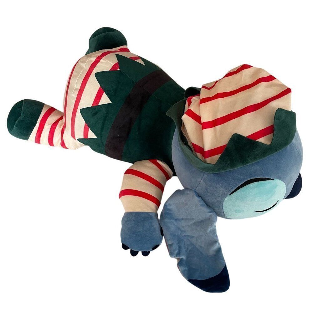 Cudleezz Stitch Disney‎ Christmas Elf Sleeping Plush Stripe 24" Large Soft - Picture 2 of 11
